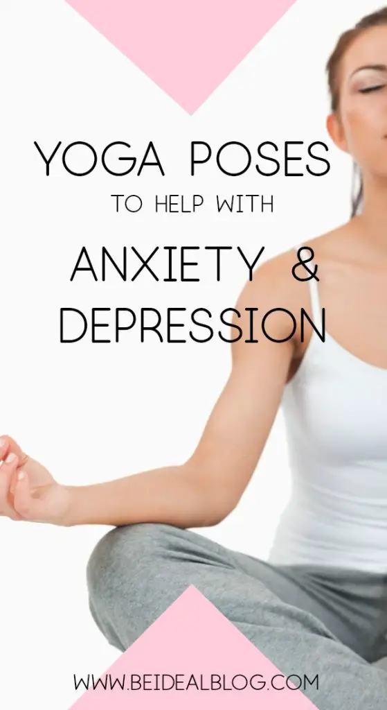 Learn four simple yoga poses that can improve your mental health. #anxiety #depression