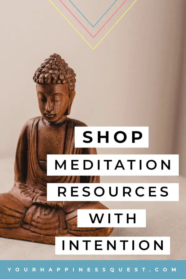 How to shop intentionally for meditation supplies. Meditation crystals, meditation art, meditation pillows all sound frivolous at times but provided we are shopping with intention and thinking about how it deepens our meditation practice. Meditation beginners can be tempted to collect all sorts of cool things but when we stop thin&k we start to get more beautiful things. Meditation products help us deepen our practice. #meditation #shopping #shopwithintention #meditate #beginnersmeditation