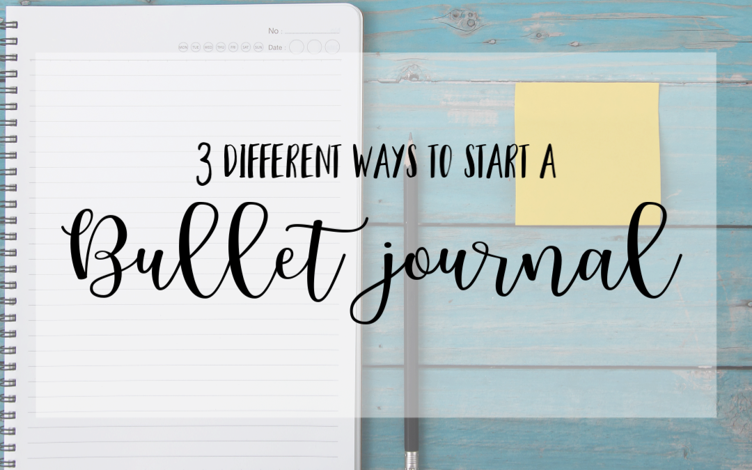 Three different ways to start your bullet journal with suggestions on what type of book to start with.